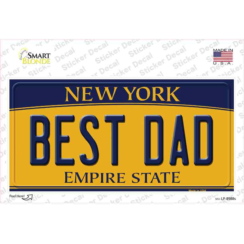 LP-8988s-M Best Dad   York Novelty Sticker Decal, Medium