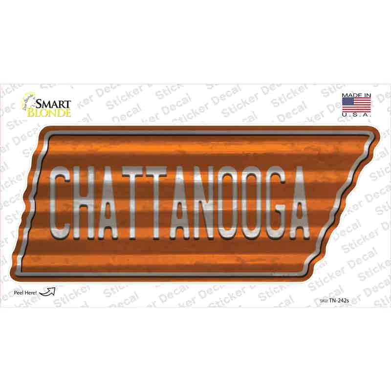 TN-242s-M Chattanooga Novelty Corrugated Tennessee Shape Sticker Decal, Medium