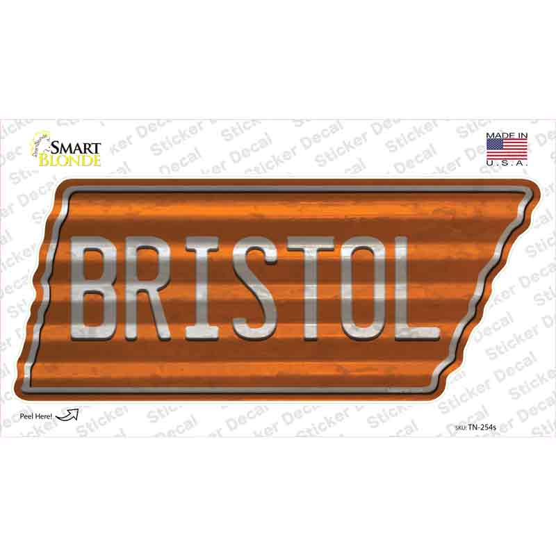 TN-254s-M Bristol Novelty Corrugated Tennessee Shape Sticker Decal, Medium