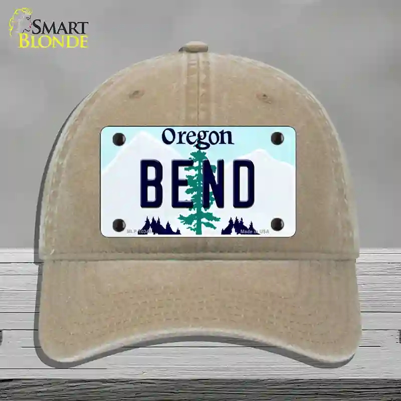HAT09-MLP-10345 Bend Oregon Novelty License Plate Hat, Unconstructed Cotton - Khaki