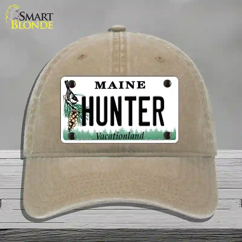 HAT09-MLP-10419 Hunter Maine Novelty License Plate Hat, Unconstructed Cotton - Khaki