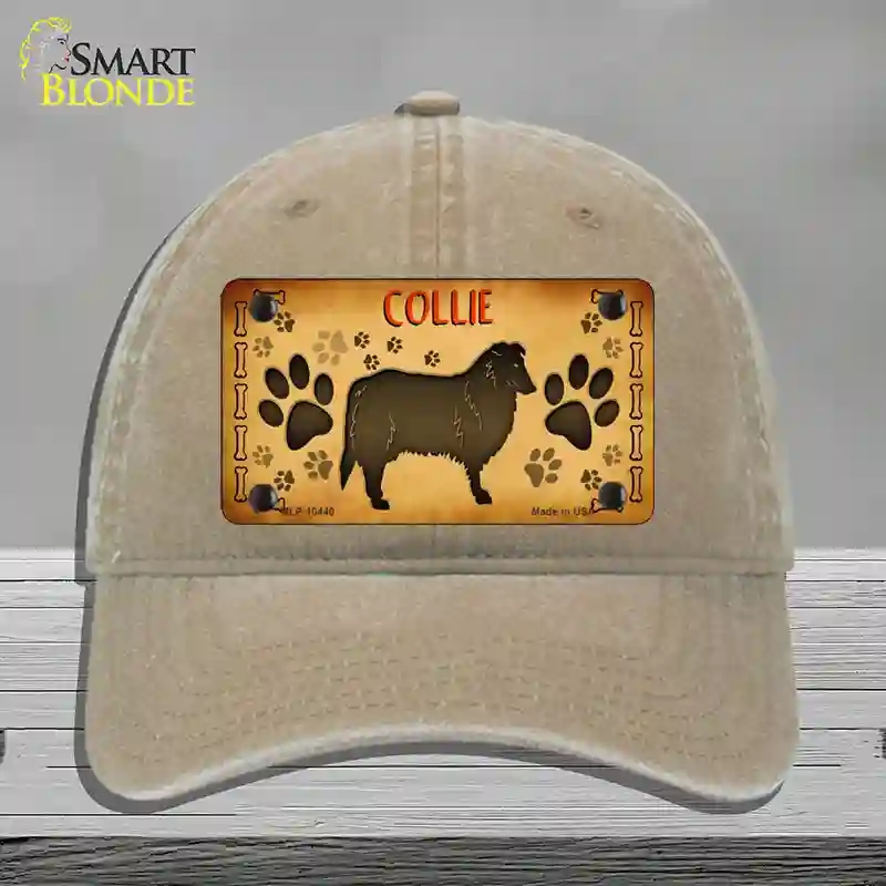 HAT09-MLP-10440 Collie Novelty License Plate Hat, Unconstructed Cotton - Khaki