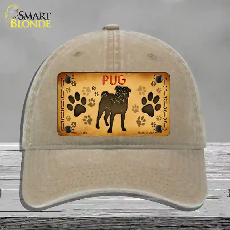 HAT09-MLP-10456 Pug Novelty License Plate Hat, Unconstructed Cotton - Khaki