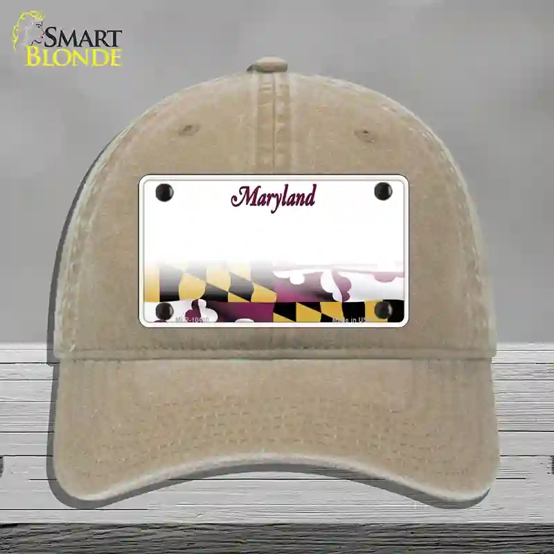 HAT09-MLP-10460 Maryland State Blank Novelty License Plate Hat, Unconstructed Cotton - Khaki