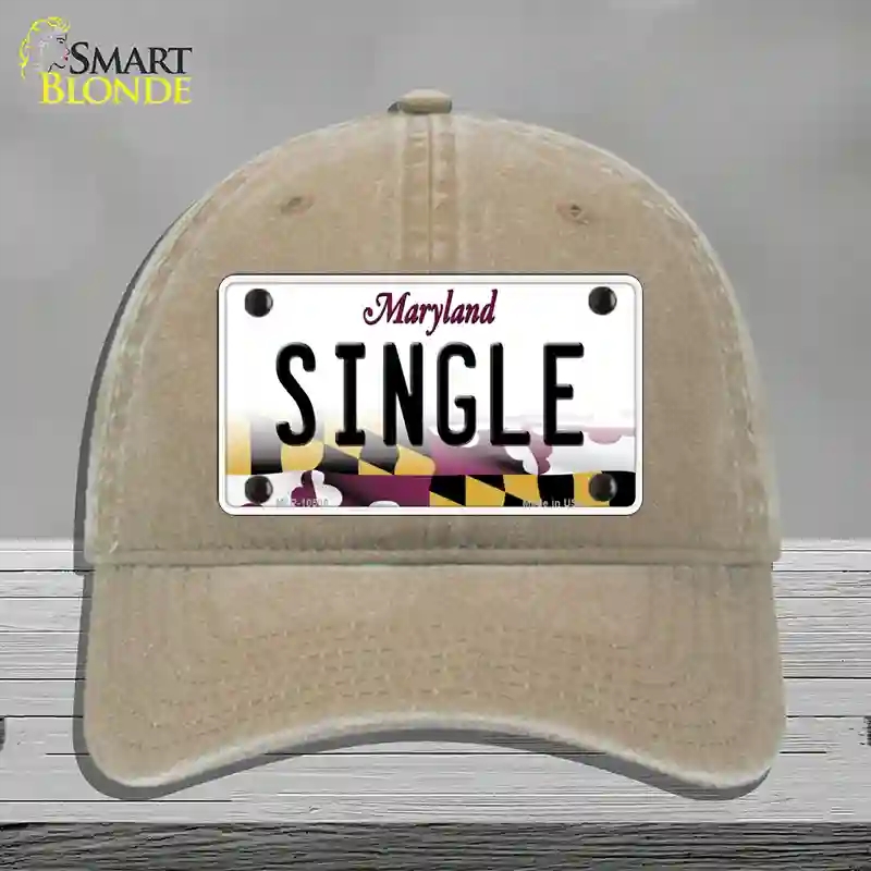 HAT09-MLP-10506 Single Maryland Novelty License Plate Hat, Unconstructed Cotton - Khaki