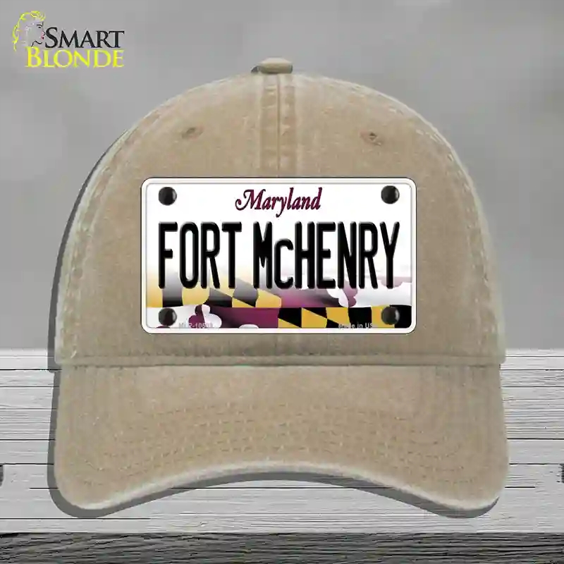 HAT09-MLP-10509 Fort McHenry Maryland Novelty License Plate Hat, Unconstructed Cotton - Khaki