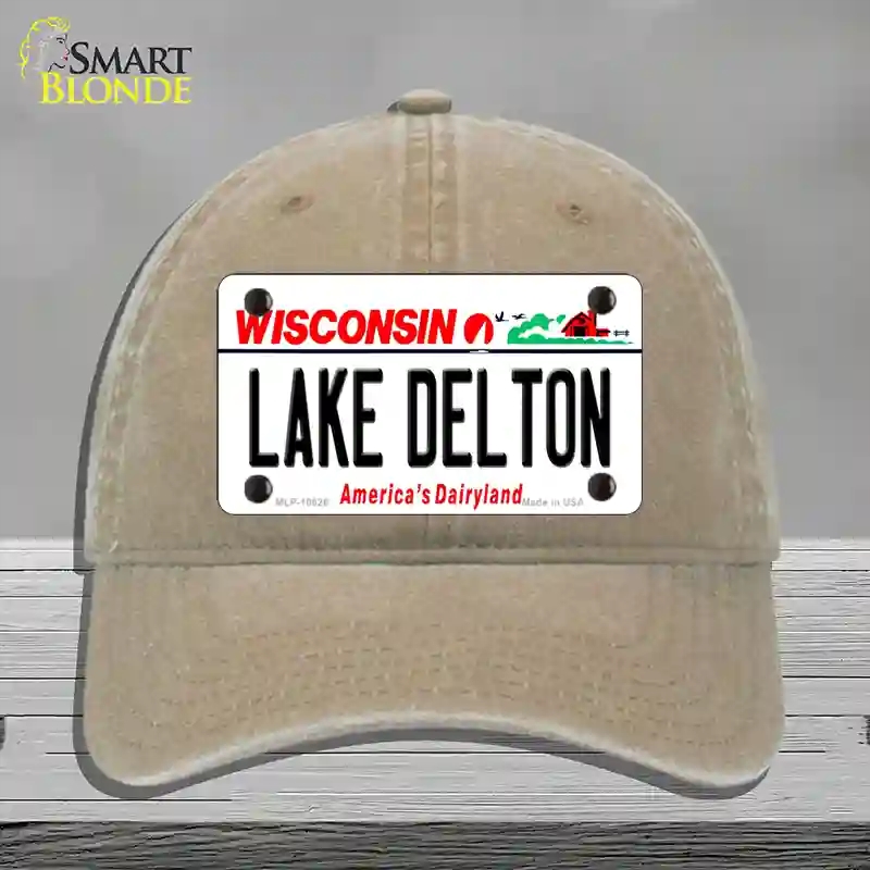 HAT09-MLP-10626 Lake Dalton Wisconsin Novelty License Plate Hat, Unconstructed Cotton - Khaki