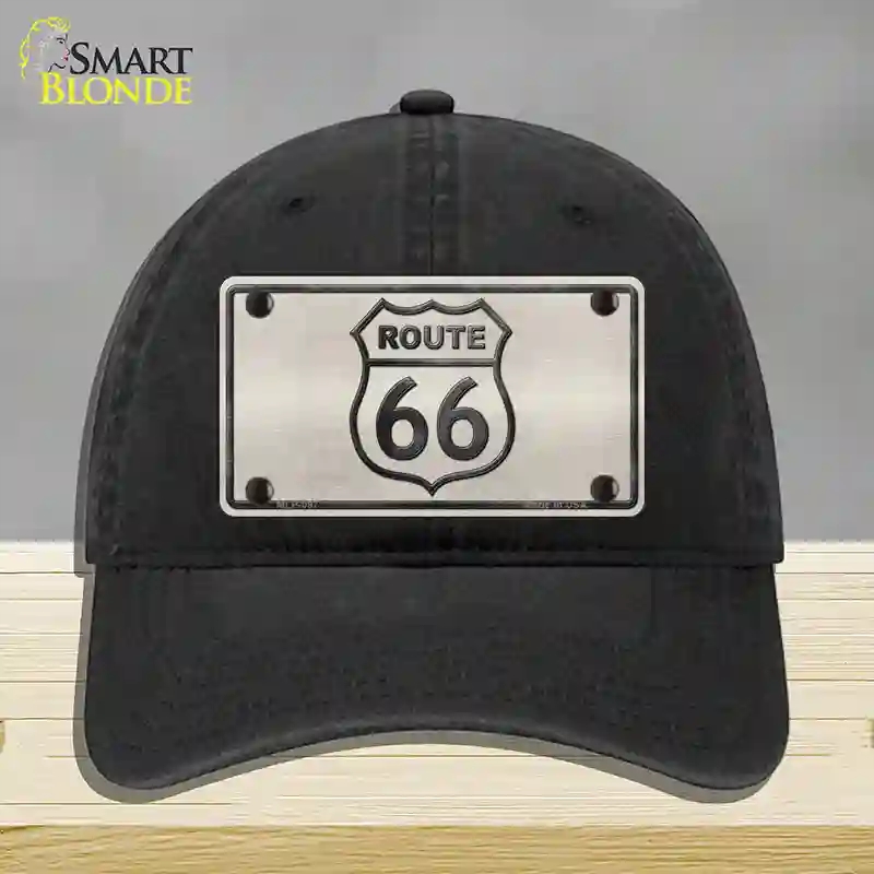 HAT07-MLP-097 Route 66 Shield White Novelty License Plate Hat, Unconstructed Cotton - Black
