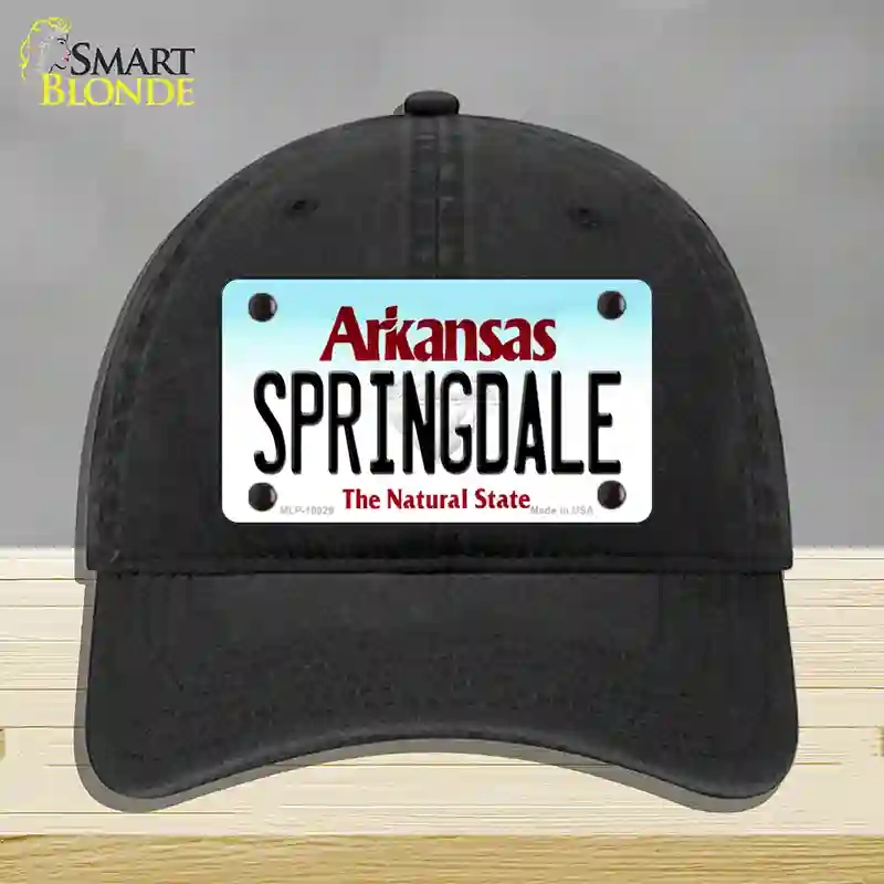 HAT07-MLP-10029 Springdale Arkansas Novelty License Plate Hat, Unconstructed Cotton - Black