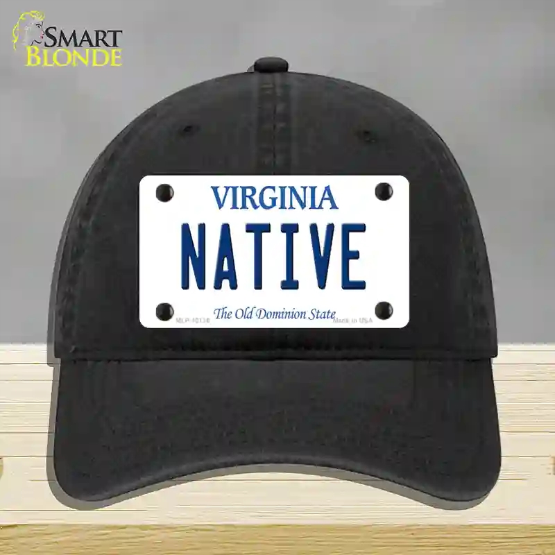 HAT07-MLP-10136 Native Virginia Novelty License Plate Hat, Unconstructed Cotton - Black