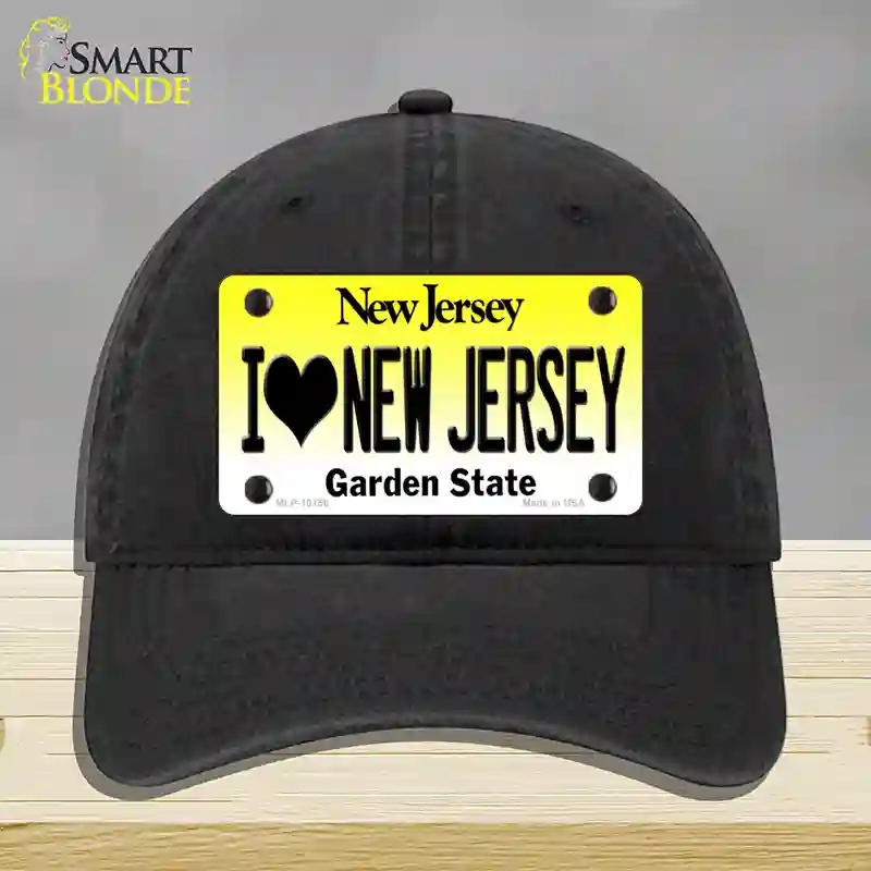 HAT07-MLP-10156 I Love   Jersey Novelty License Plate Hat, Unconstructed Cotton - Black
