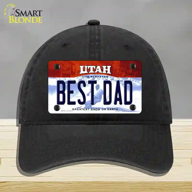 HAT07-MLP-10225 Best Dad Utah Novelty License Plate Hat, Unconstructed Cotton - Black