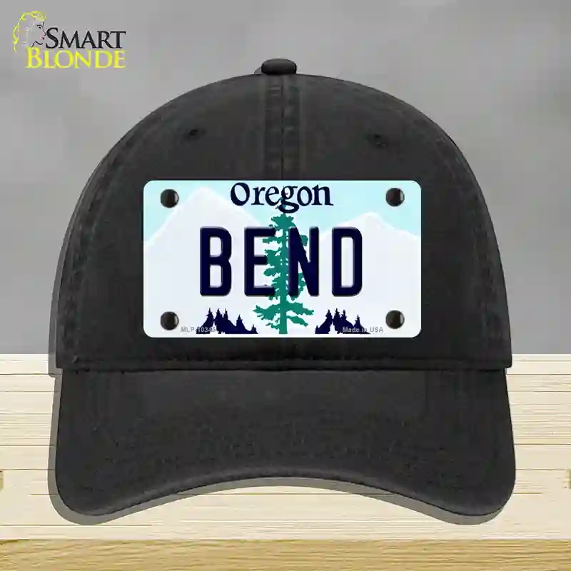 HAT07-MLP-10345 Bend Oregon Novelty License Plate Hat, Unconstructed Cotton - Black