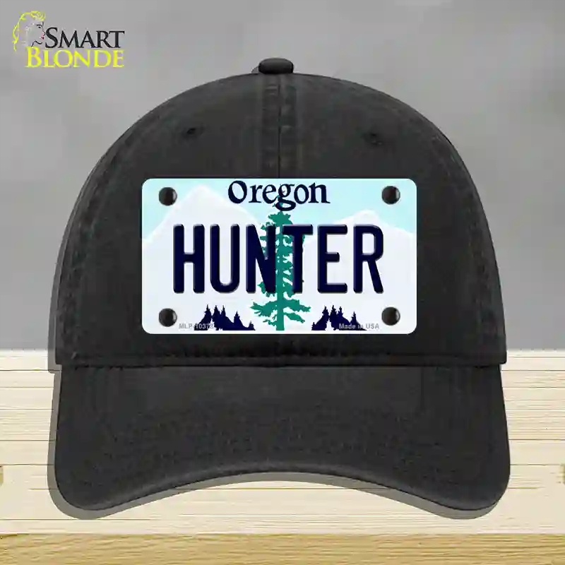 HAT07-MLP-10378 Hunter Oregon Novelty License Plate Hat, Unconstructed Cotton - Black