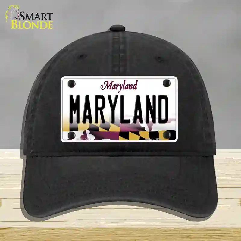 HAT07-MLP-10461 Maryland State MD Novelty License Plate Hat, Unconstructed Cotton - Black