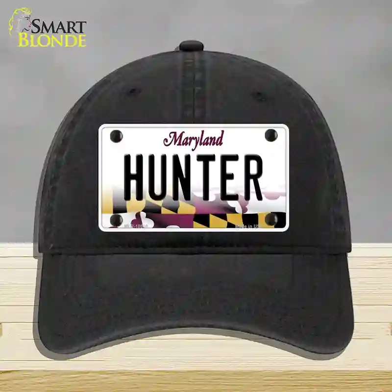 HAT07-MLP-10500 Hunter Maryland Novelty License Plate Hat, Unconstructed Cotton - Black