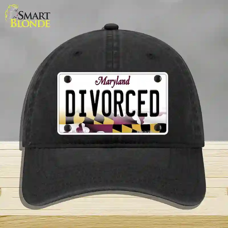 HAT07-MLP-10507 Divorced Maryland Novelty License Plate Hat, Unconstructed Cotton - Black