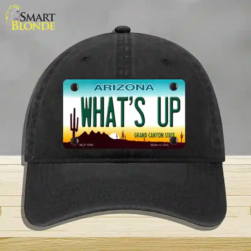 HAT07-MLP-1066 Whats Up Novelty License Plate Hat, Unconstructed Cotton - Black