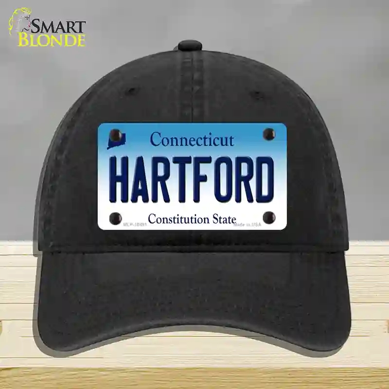 HAT07-MLP-10891 Hartford Connecticut Novelty License Plate Hat, Unconstructed Cotton - Black