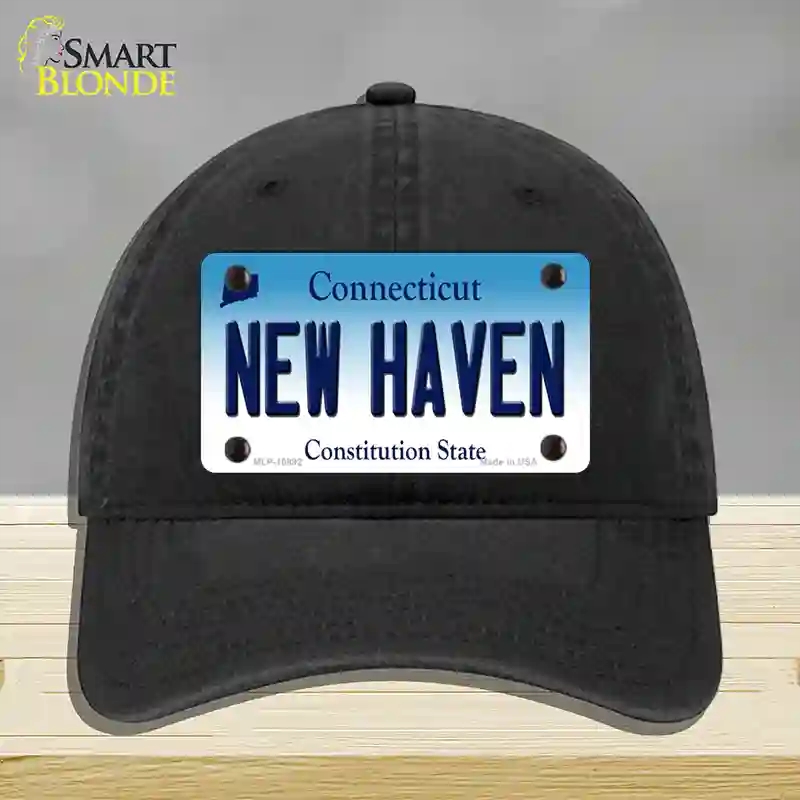 HAT07-MLP-10892   Haven Connecticut Novelty License Plate Hat, Unconstructed Cotton - Black