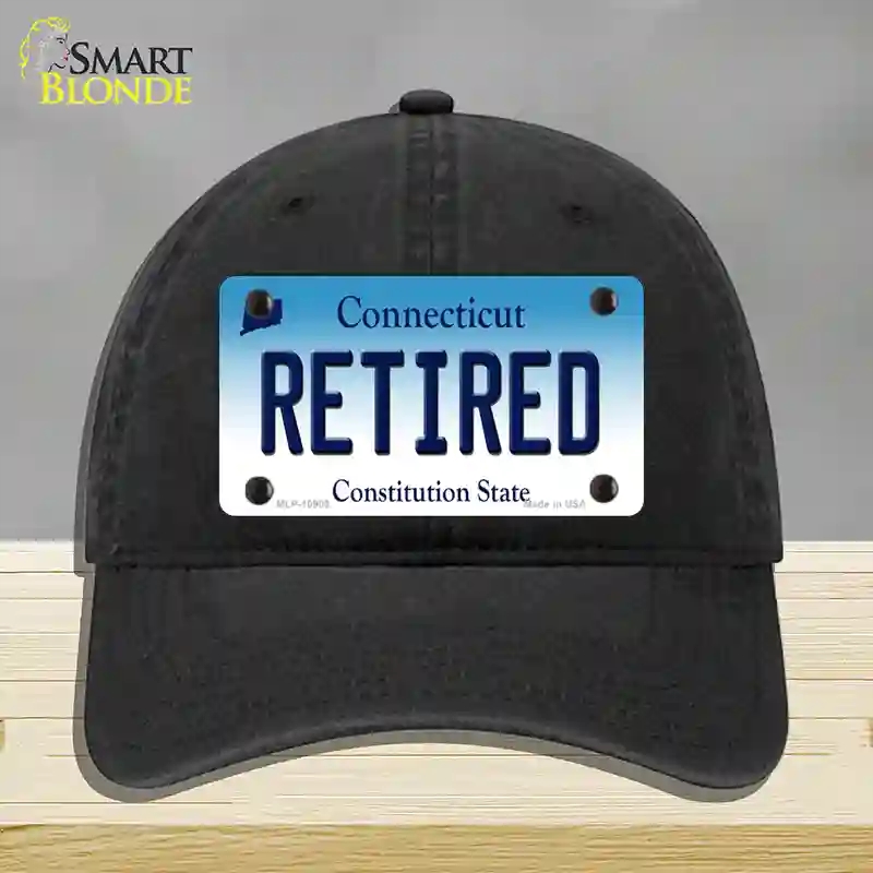 HAT07-MLP-10909 Retired Connecticut Novelty License Plate Hat, Unconstructed Cotton - Black