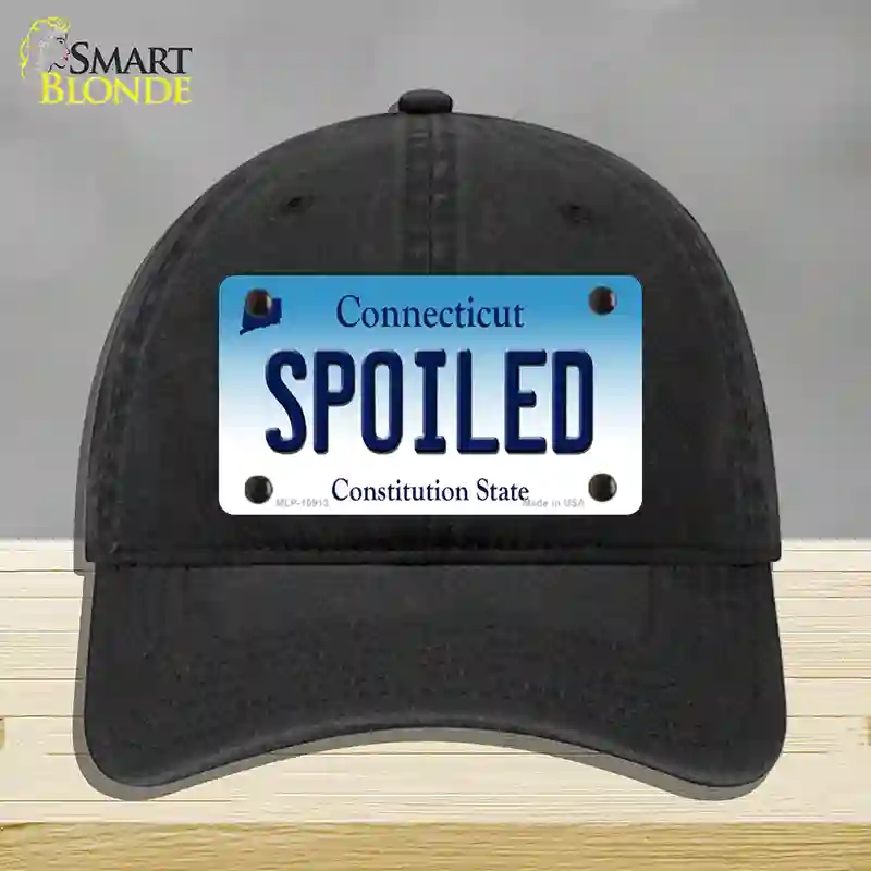 HAT07-MLP-10913 Spoiled Connecticut Novelty License Plate Hat, Unconstructed Cotton - Black