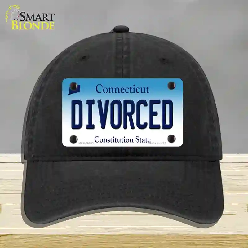 HAT07-MLP-10933 Divorced Connecticut Novelty License Plate Hat, Unconstructed Cotton - Black
