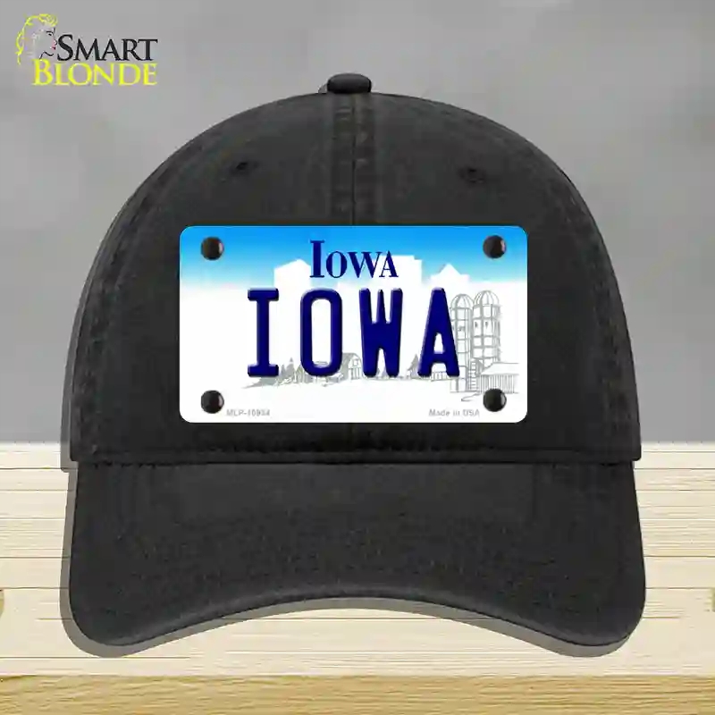 HAT07-MLP-10934 Iowa State Novelty License Plate Hat, Unconstructed Cotton - Black