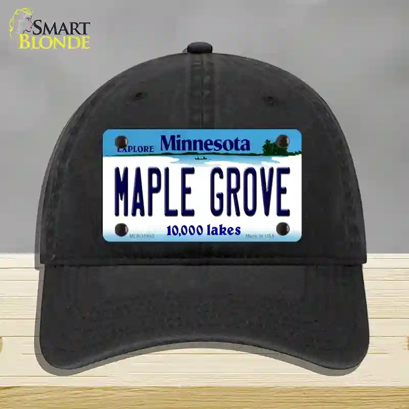 HAT07-MLP-11042 Maple Grove Minnesota State Novelty License Plate Hat, Unconstructed Cotton - Black