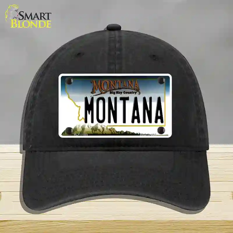 HAT07-MLP-11085 Montana State Novelty License Plate Hat, Unconstructed Cotton - Black
