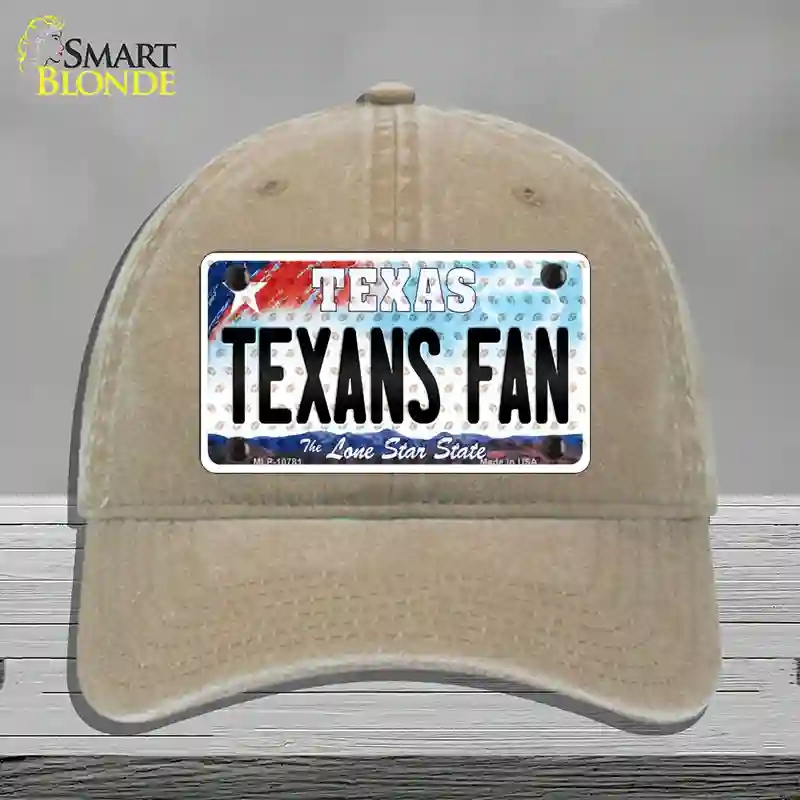 HAT09-MLP-10781 Texans Fan Texas Novelty License Plate Hat, Unconstructed Cotton - Khaki
