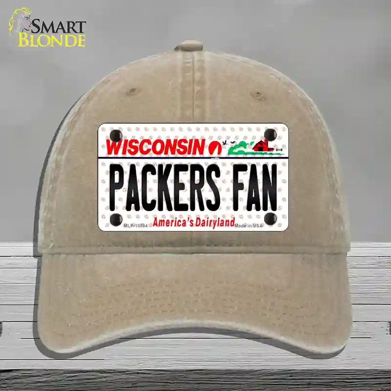 HAT09-MLP-10784 Packers Fan Wisconsin Novelty License Plate Hat, Unconstructed Cotton - Khaki