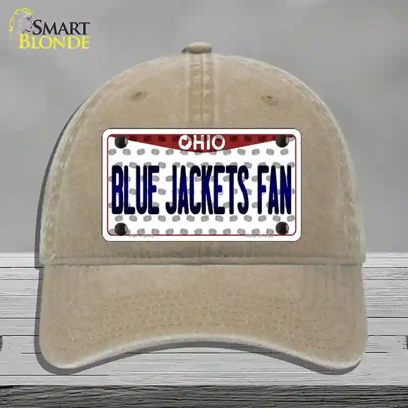HAT09-MLP-10839 Blue Jackets Fan Ohio Novelty License Plate Hat, Unconstructed Cotton - Khaki
