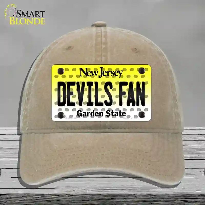 HAT09-MLP-10847 Devils Fan   Jersey Novelty License Plate Hat, Unconstructed Cotton - Khaki