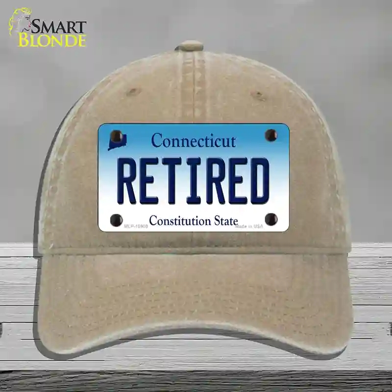 HAT09-MLP-10909 Retired Connecticut Novelty License Plate Hat, Unconstructed Cotton - Khaki