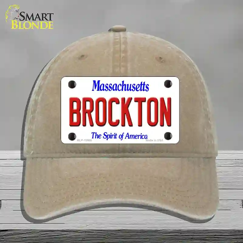 HAT09-MLP-10988 Brockton Massachusetts Novelty License Plate Hat, Unconstructed Cotton - Khaki