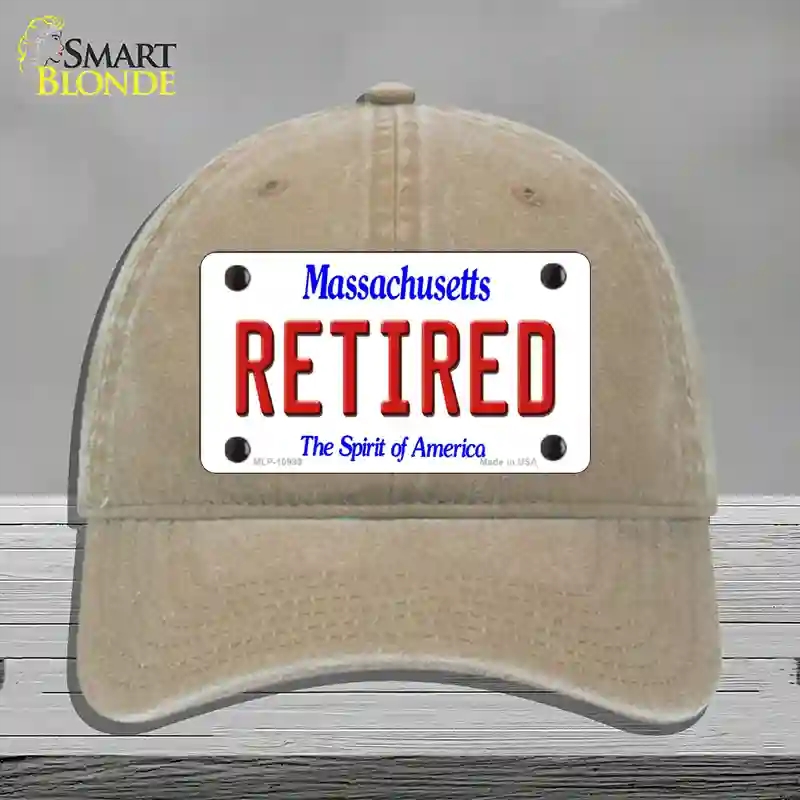 HAT09-MLP-10999 Retired Massachusetts Novelty License Plate Hat, Unconstructed Cotton - Khaki