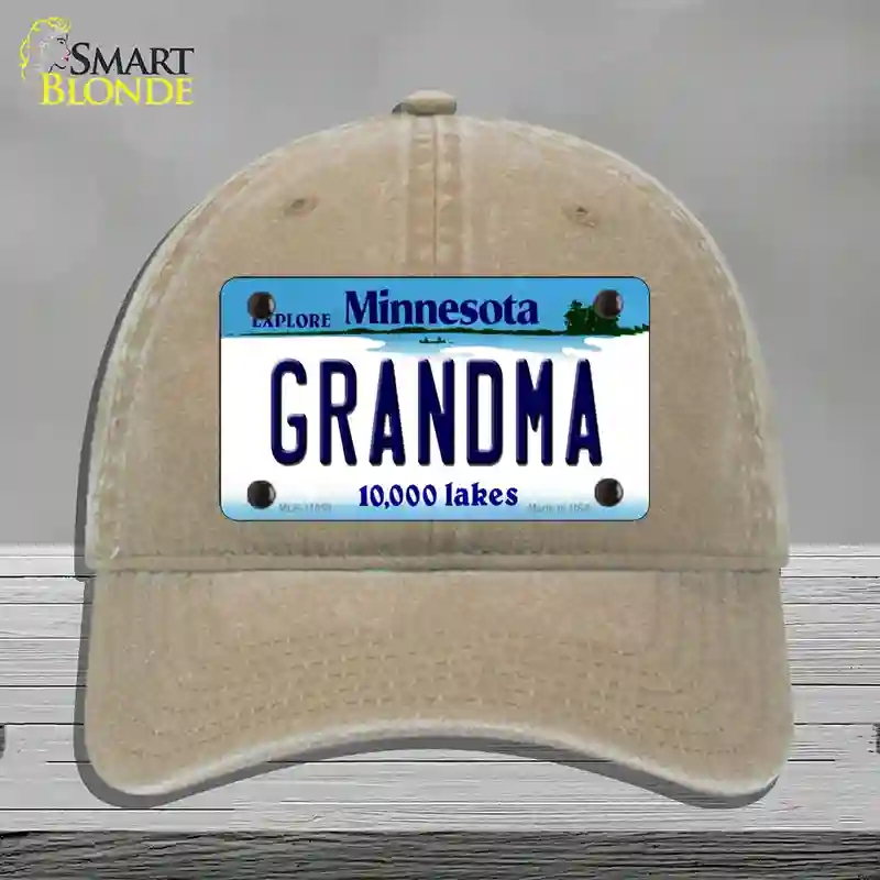 HAT09-MLP-11058 Grandma Minnesota State Novelty License Plate Hat, Unconstructed Cotton - Khaki