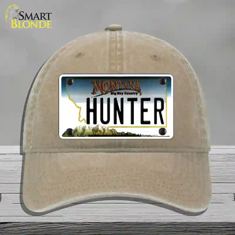 HAT09-MLP-11122 Hunter Montana State Novelty License Plate Hat, Unconstructed Cotton - Khaki