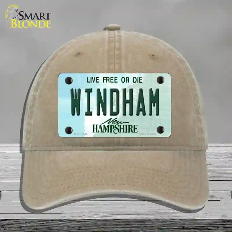 HAT09-MLP-11148 Windham   Hampshire State Novelty License Plate Hat, Unconstructed Cotton - Khaki