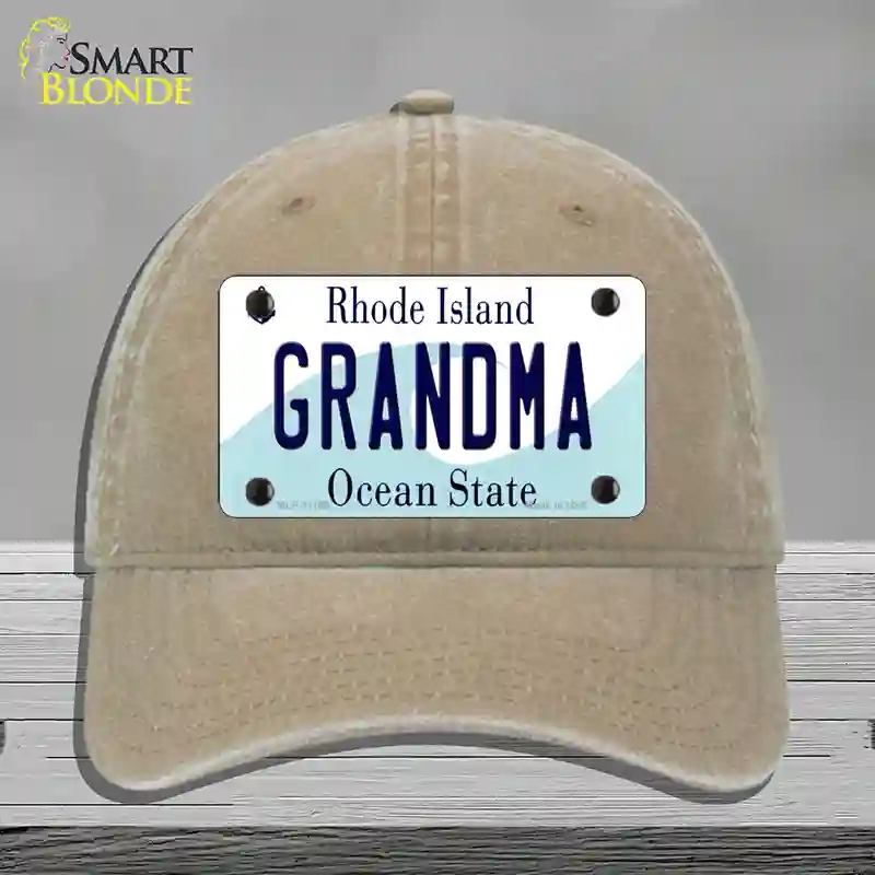 HAT09-MLP-11199 Grandma Rhode Island State Novelty License Plate Hat, Unconstructed Cotton - Khaki