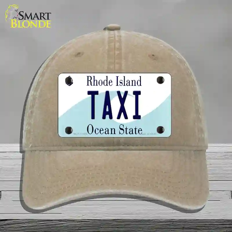 HAT09-MLP-11213 Taxi Rhode Island State Novelty License Plate Hat, Unconstructed Cotton - Khaki