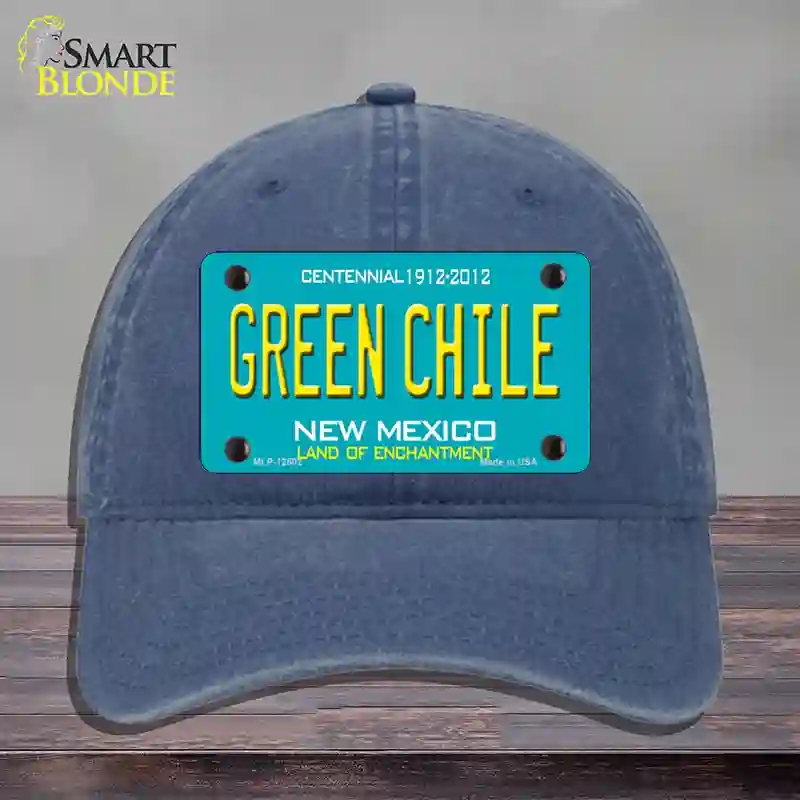 HAT11-MLP-12502 Green Chile   Mexico Novelty License Plate Hat, Unconstructed Cotton - Navy
