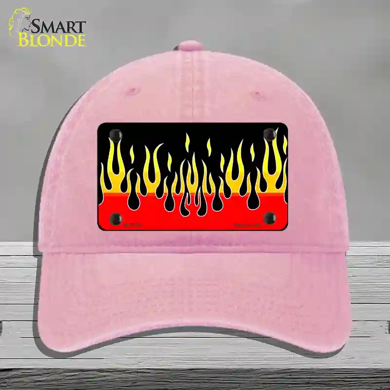 HAT12-MLP-021 Flames Novelty License Plate Hat, Unconstructed Cotton - Pink