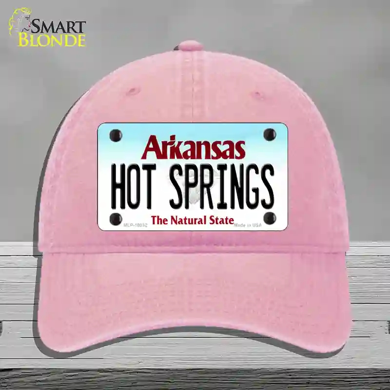 HAT12-MLP-10032 Hot Springs Arkansas Novelty License Plate Hat, Unconstructed Cotton - Pink