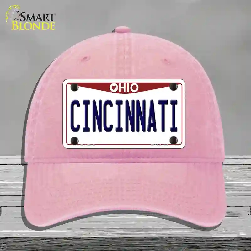 HAT12-MLP-10068 Cincinnati Ohio Novelty License Plate Hat, Unconstructed Cotton - Pink