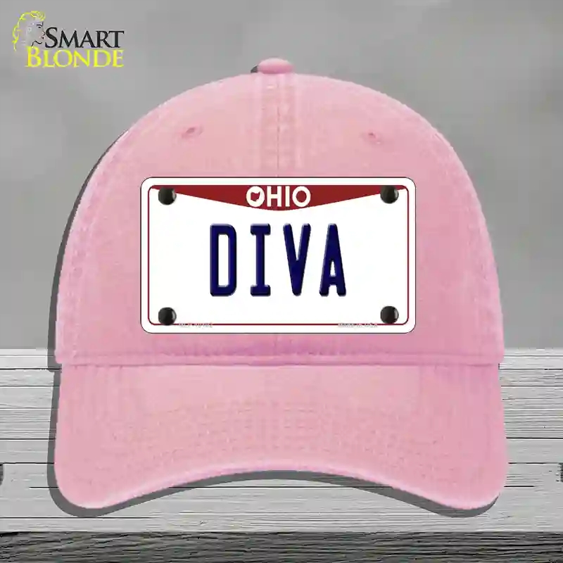 HAT12-MLP-10102 Diva Ohio Novelty License Plate Hat, Unconstructed Cotton - Pink