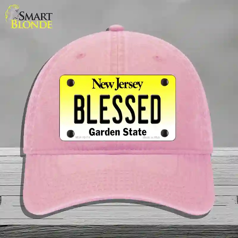 HAT12-MLP-10174 Blessed   Jersey Novelty License Plate Hat, Unconstructed Cotton - Pink