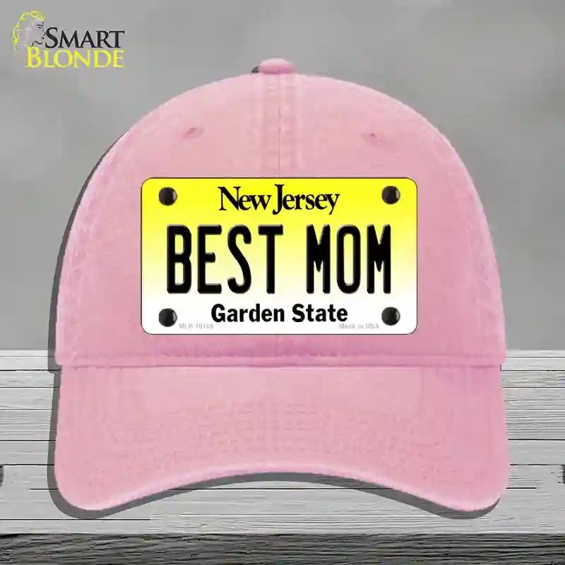 HAT12-MLP-10180 Best Mom   Jersey Novelty License Plate Hat, Unconstructed Cotton - Pink