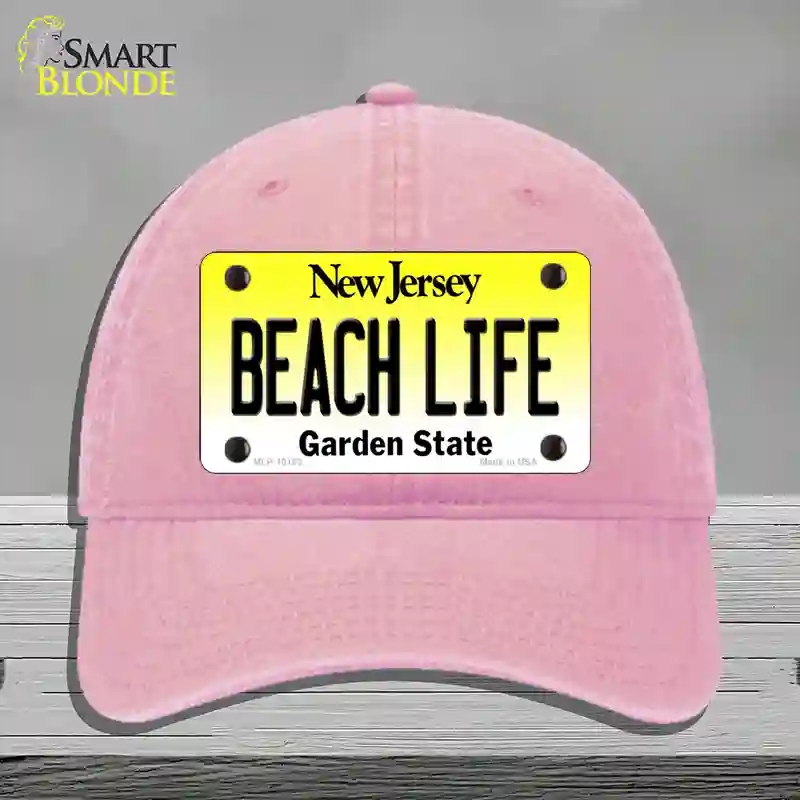 HAT12-MLP-10183 Beach Life   Jersey Novelty License Plate Hat, Unconstructed Cotton - Pink
